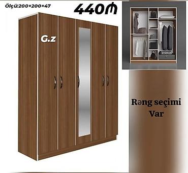 asilqan: Geniş 5 qapılı paltar şkafı - Ölçü: 200 × 200 × 47 sm - Ön qapıda — 1
