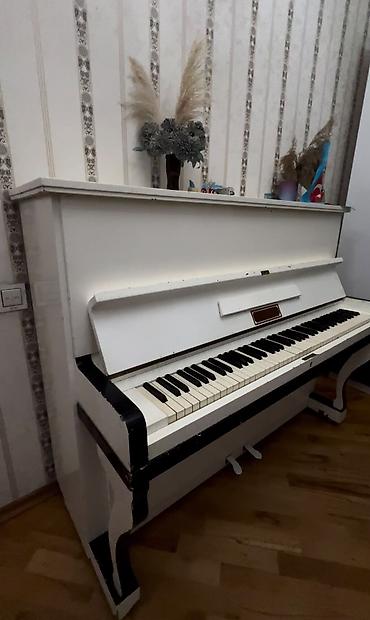 Музыкальные инструменты: Upright (dik) pianino – klassik ağ rəngdə, qara detallarla. - Tam — 4