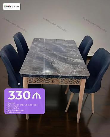 Masa dəsti - Tip: Açıla bilən yemək masası + 4 ədəd stul - Ölçülər