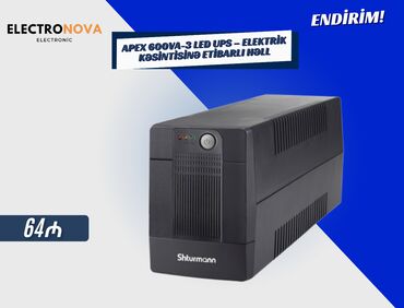 Noutbuklar üçün adapterlər: 🔋 APEX 600VA-3 LED UPS – Elektrik kəsintisinə etibarlı həll ✔️ 600VA