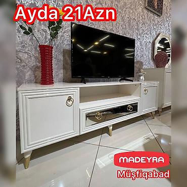 rəfi: Ağ rəngli, klassik-modern üslubda TV tumbası - Ölçü təxmini: orta — 1