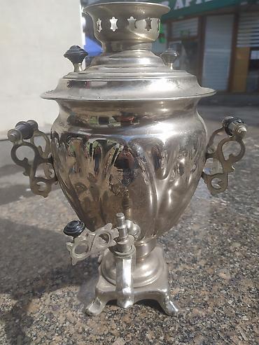 dekor odun: Klassik metal samovar - Material: cilalanmış metal/nişasta rəngli — 2