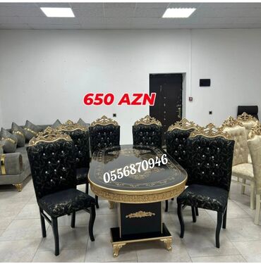 Masa və oturacaq dəstləri: Qonaq otağı üçün, Yeni, Açılmayan, Dördbucaq masa, 6 stul — 23