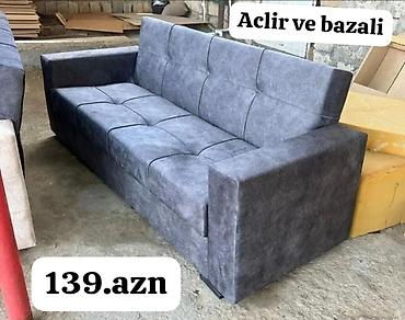 divan evim: Açılır və bazalı divan - Rəng: tünd boz - Mexanizm: asanlıqla açılıb — 1