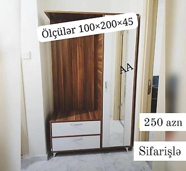 kunc skaf: Yeni, 1 qapı, Güzgülü, Qəhvəyi, Açılan, Künc dolab — 1