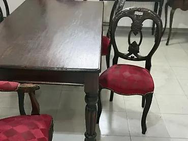 lenjivac sid: Trpezarijski sto i stolice (6 komada) 🍽️✨ Dobro stanje. 🏠 Dimenzije — 3