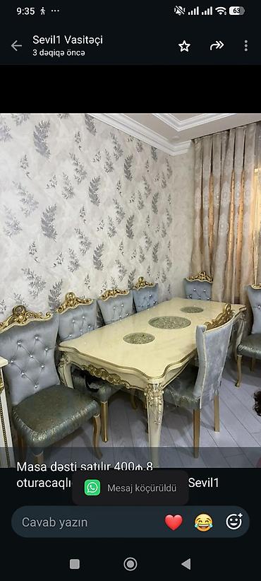 Masa dəsti satılır 400₼.8 oturacaqlıdır.Ünvan Xətai.8230 Sevil1