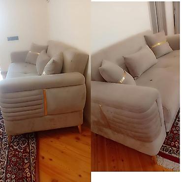 set mebel: *350azn* Divan açılır,bazalidi. Hecbir defekt yoxdu mohkem materialdi — 1