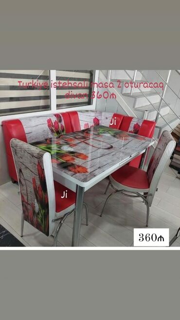 Divan və masa dəstləri: 🇹🇷Türk istehsalı Möhtəşəm ✨✨ Kuxna üçün stol stul dəsti 2 stul 1 — 12