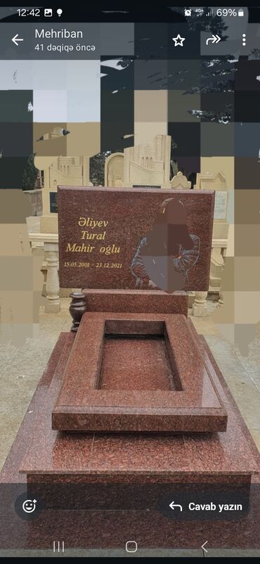 Başqa xidmətlər: Istənilən növ məzar daşlarının sifarişinin qəbulu və həyata — 15