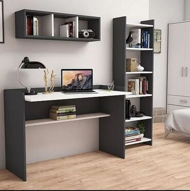 Sifarişlə yazı masaları: Dördbucaq masa, Stulsuz, Polkalı, Siyirməli, Türkiyə, Mat laminat — 16