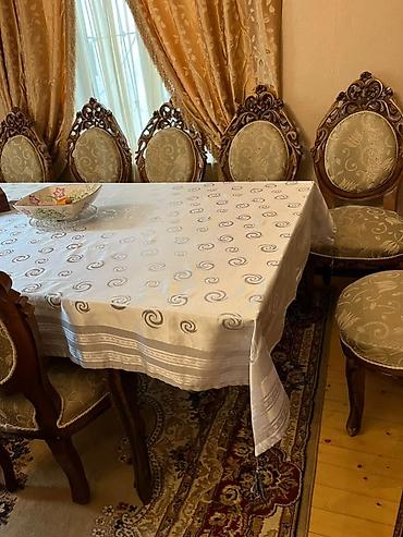 bitki guli: Klassik üslubda yemək otağı dəsti - Komplekt: iri düzbucaqlı masa + — 2