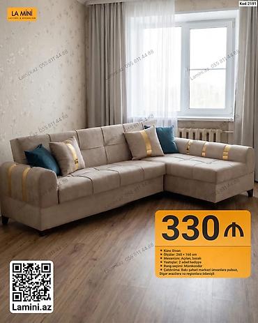 Диваны: Künc divan – La Mini (Kod: 2191) - Ölçülər: 260 × 160 sm - Mexanizm — 1