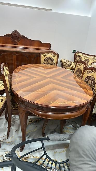 Klassik üslubda yemək masası dəsti təqdim olunur. Dəstə oval formalı lalafo.az -da Klassik üslubda yemək masası dəsti təqdim olunur. Dəstə oval formalı