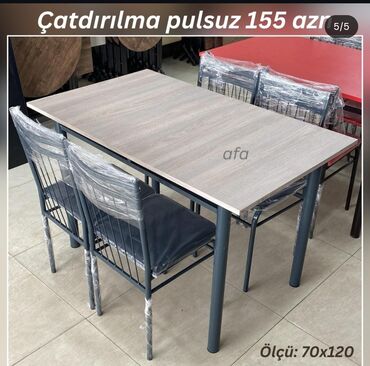 Masa və oturacaq dəstləri: Mətbəx üçün, Açılmayan, Dördbucaq masa, 4 stul — 3