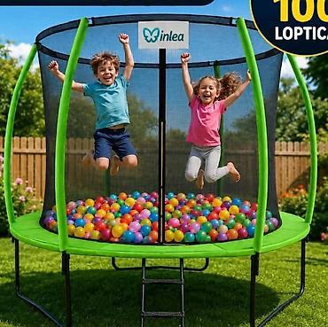 intex: 06. Tramboline sa unutrašnjom mrežom u zelenoj i roza boji, prečnika — 2