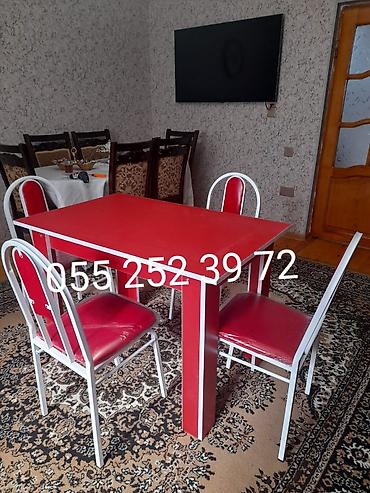 Masa və oturacaq dəstləri: Qonaq otağı üçün, Yeni, Açılmayan, Dördbucaq masa, 8 stul — 16