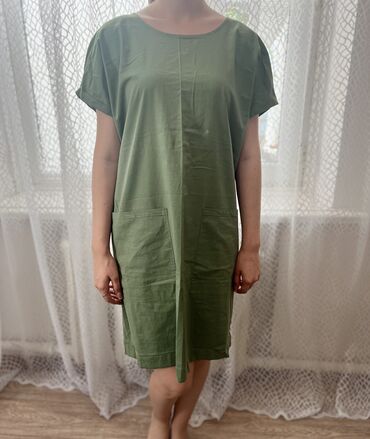платье зеленое: Повседневное платье, Лето, Короткая модель, Оверсайз, M (EU 38), L (EU 40)