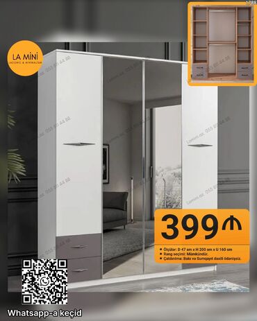 Dolablar: Kupe, 3 qapılı Düz dolab, Qarderob, paltar dolabı
