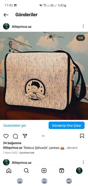 zövqlü cantalar instagram: Balaca şahzadə (little prince) çantası.Yenidir