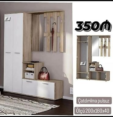 Dəhliz üçün çoxfunksiyalı mebel dəsti - Rəng: açıq ağac tonları + ağ