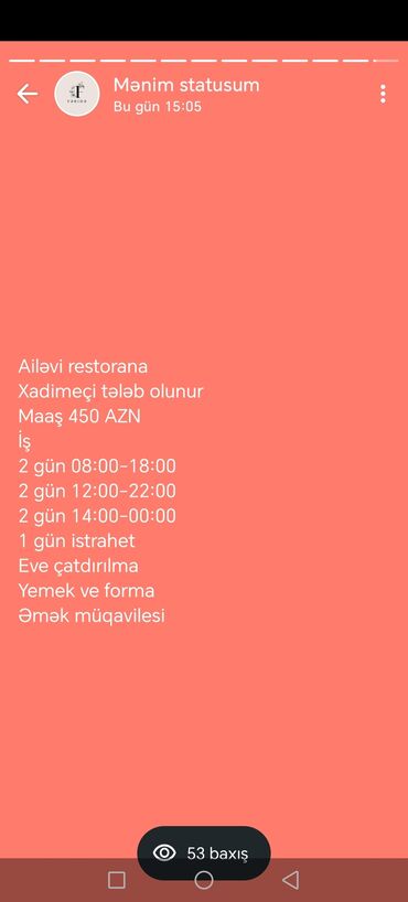 Taksi, logistika, çatdırılma: Xadimə tələb olunur, Aylıq ödəniş