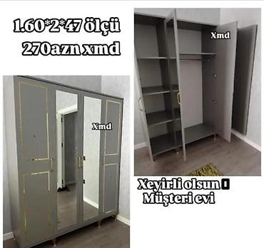 skaf: Dördkapılı paltar şkafı – güzgülü model - Rənglər: ağ-qızılı — 6