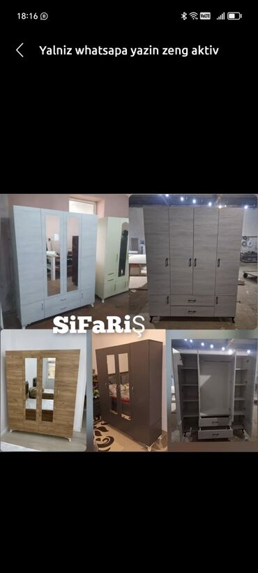 Dolablar: Yeni, Açılan, 4 qapılı Düz dolab, Qarderob, paltar dolabı, Azərbaycan — 13
