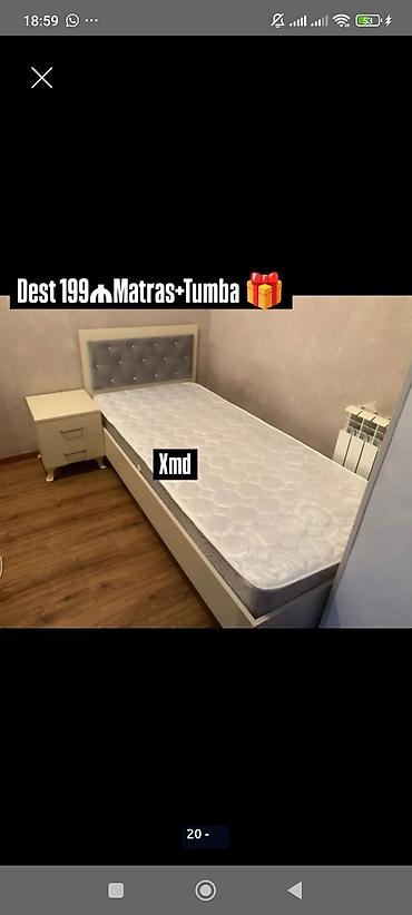 tumbucka: Yataq dəsti – çarpayı, matrass və tumba - Tərkib: tək nəfərlik — 1