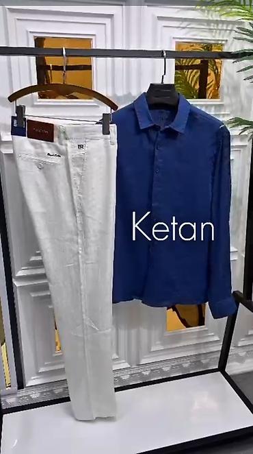 kiton kurtka: Kişi geyim dəsti – köynək və şalvar - Köynək: tünd mavi rəng — 1