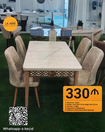 atma taxtalar: Для кухни, Раскладной, Прямоугольный стол, 4 стула