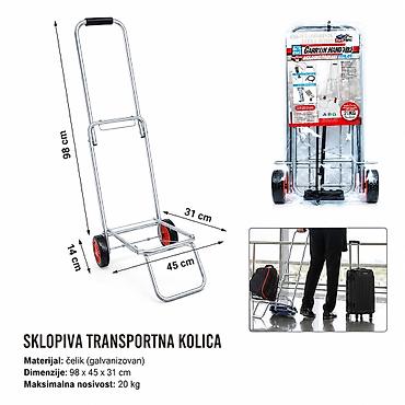 KMT Kolica za prtljag srebrna 2001810 Sklopiva transportna kolica za