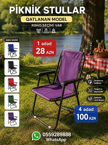 rumıniya mebeli: Piknik stulları – qatlanan model - Rəng seçimi var: mavi, qara — 1