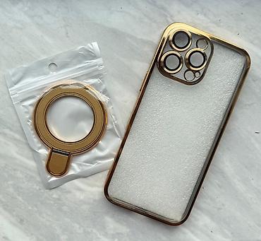iphone cs max: Прозрачный чехол с золотистой окантовкой и съемным кольцом-держателем — 2