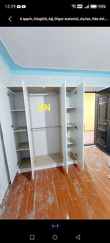 soba borusu: Yeni, 4 qapılı, Güzgülü, Ağ, Açılan, Düz dolab — 2
