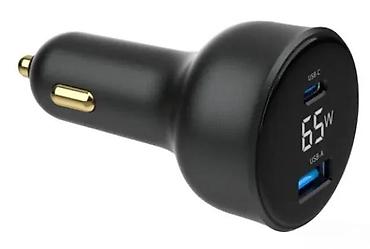 Žičani punjači za telefone: Gembird brzi auto punjač 65 W sa LCD ekranom - Snaga: do 65 W - Dva — 6