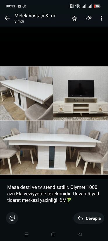 Sifarişlə çarpayılar: Masa desti ve tv stend satilir. Qiymət 1000 azn.Ela veziyyetde lalafo.az -da Sifarişlə çarpayılar: Masa desti ve tv stend satilir. Qiymət 1000 azn.Ela veziyyetde
