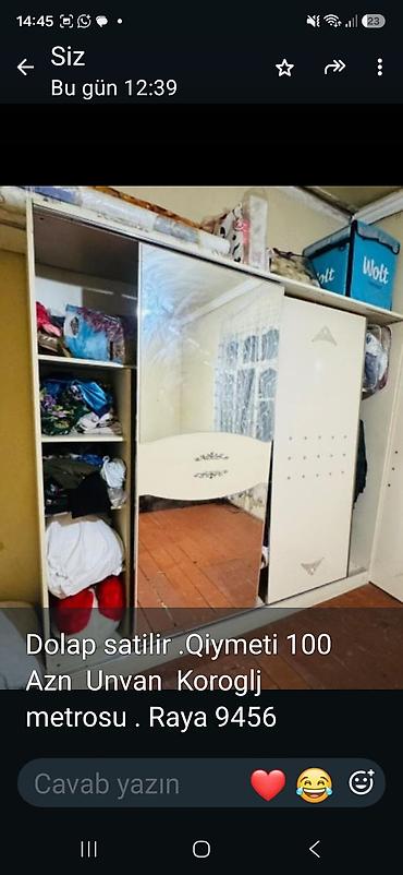 paltar dolablari: Geniş paltarsaxlama dolabı - Rəng: açıq krem - Ön tərəfdə iri güzgülü — 1