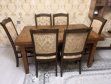 madeyra stol stul qiymetleri: Qonaq otağı üçün, İşlənmiş, Açılan, Kvadrat masa, 6 stul, Ukrayna