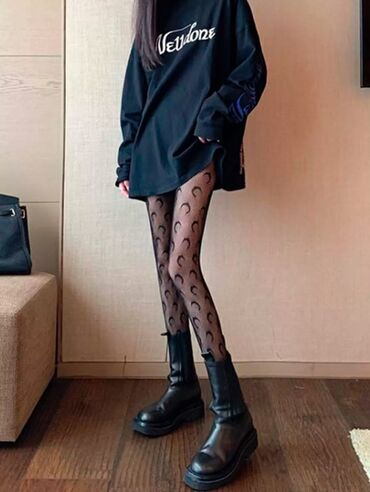 Другая женская одежда: Черные колготки с узорами в виде полумесяцев ✔️ЕСТЬ В НАЛИЧИИ✔️ — 5