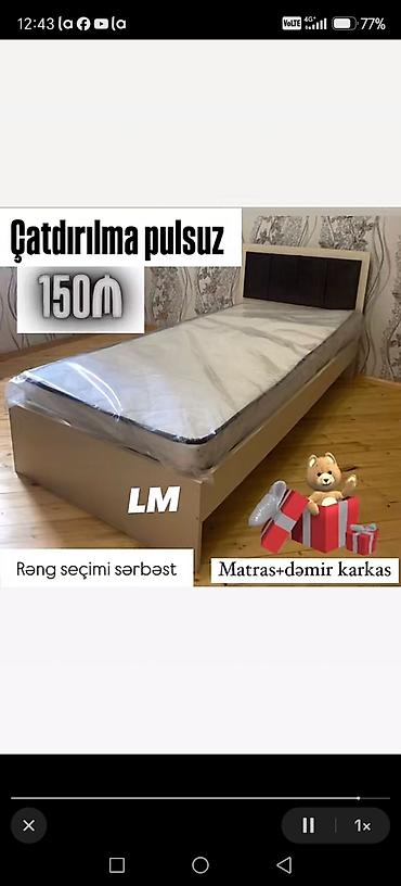 demir kravat: Tək nəfərlik çarpayı – dəmir karkas + matras - Ölçü: 90 sm x 200 sm - — 4