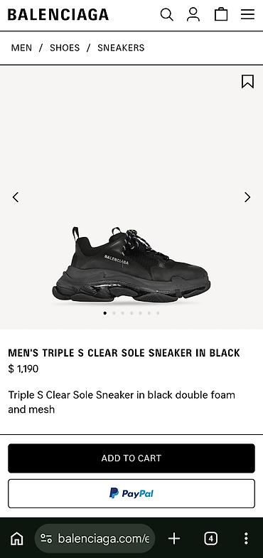 Digər idman və istirahət malları: Balenciaga Triple S. Rəsmi saytda $1200, eBuy da $860, mən konkret — 3