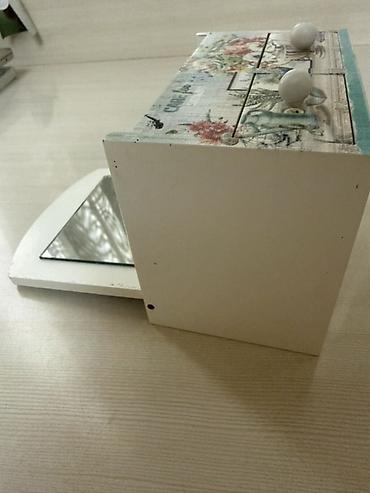 botinkalar cəkmələr: Dekorativ taxta kosmetik organizer güzgü ilə - Material: ağ rəngli — 5