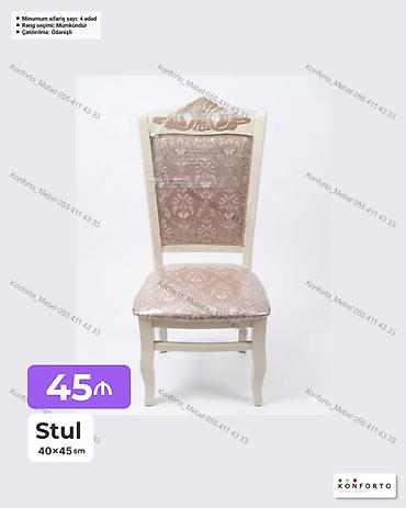 stol örtüyü: Klassik dizaynlı yemək otağı stulu - Ölçü: 40×45 sm - Yumşaq oturacaq — 1