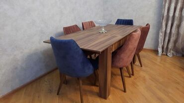 taxta stul stol: Для гостиной, Новый, Раскладной, Прямоугольный стол, 6 стульев, Азербайджан