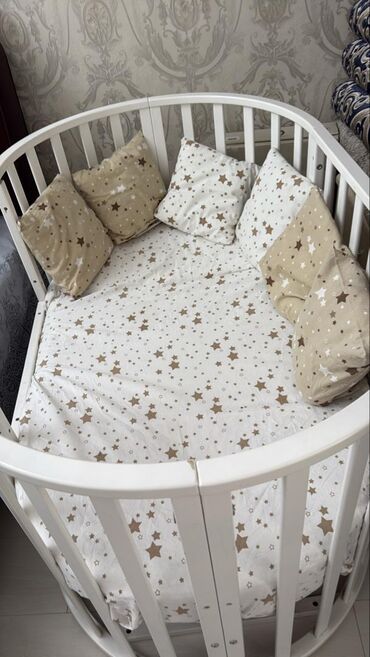 продаю детскую кроватку: Балдар үчүн трансформер керебет, Башка түрү, түсү - Ак