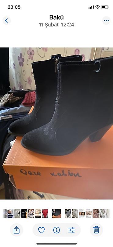 zara bot: Qadın botları – qara rəng - Material: zamşa görünüşlü üst hissə — 1