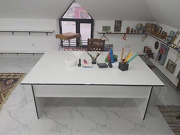 masa ofis: Iki eded boyuk teze masa 183 × 125 olcudedi ikiside. MDF Sifarisle — 1