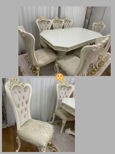 Yataq otağı dəstləri: Qonaq otağı üçün, İşlənmiş, Oval masa, 6 stul