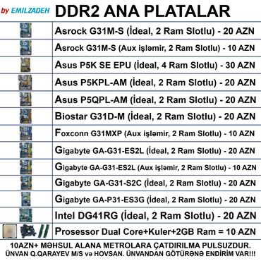 Ana platalar: Ana Platası DDR2 Ana Platalar, İşlənmiş